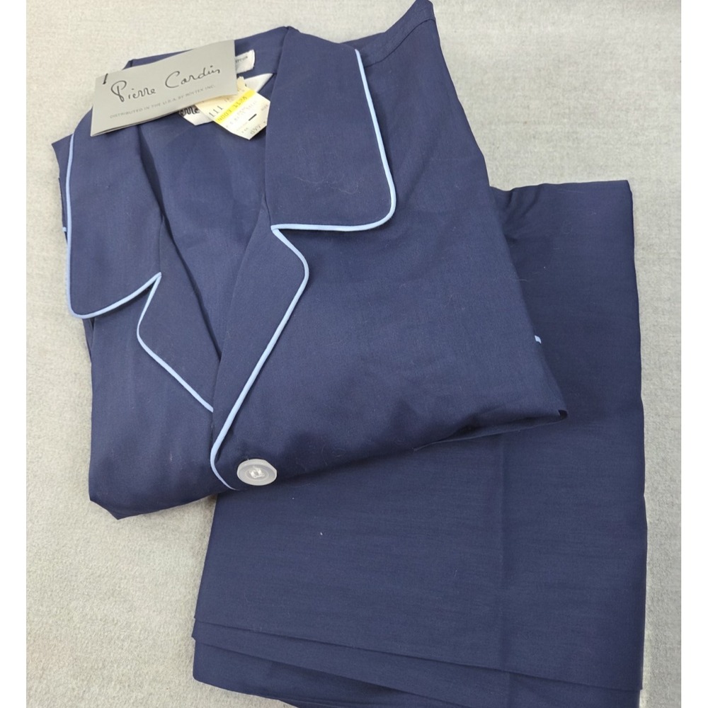 Pierre‎ Cardin Vintage Lounge Pajama Set M Navy Blue Dad Grandpa Old Stock NEW